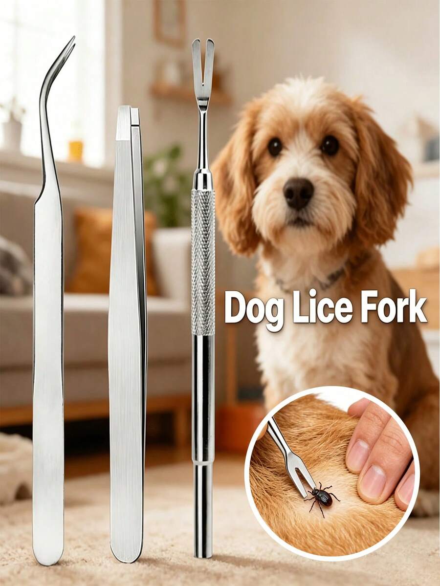 1/3/4pcs Stainless Steel Flea Removal Tool And Grooming Kit; A Flea-Removal Comb Designed For Catching Fleas And General Grooming. Convenient And Practical, It Is Ideal For Daily Home Grooming And The Top Choice For Pet Hygiene.