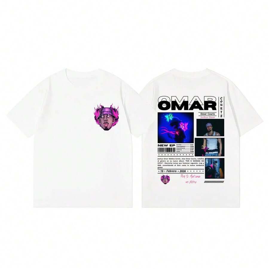 Omar Courtz "Für den Fall, dass ich morgen nicht da bin" Album Grafik T-Shirts Mode Pop Musik Kurzarm T-Shirt Unisex Casual Baumwoll-T-Shirts - Weiss - Übersicht 1