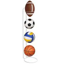 Basketball Ball Storage Rack Holder Organizer Football Volleyball Basket Stand - White, 4-Tier - 查看 9