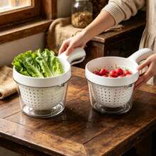 Colador de cocina, cesta redonda pequeña, cuenco para lavar verduras, cesta coladora, estante para lavar y escurrir frutas, cesta filtro para el lado del fregadero, cesta de lavado de doble capa, adecuada para escurrir en la cocina - Multicolor - Ver 10