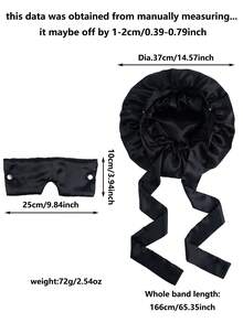 1 chiếc mũ ngủ satin hai lớp co giãn cỡ lớn, hai tông màu dành cho nữ, mũ dưỡng ẩm và tạo kiểu tóc. - màu đen - Xem 7