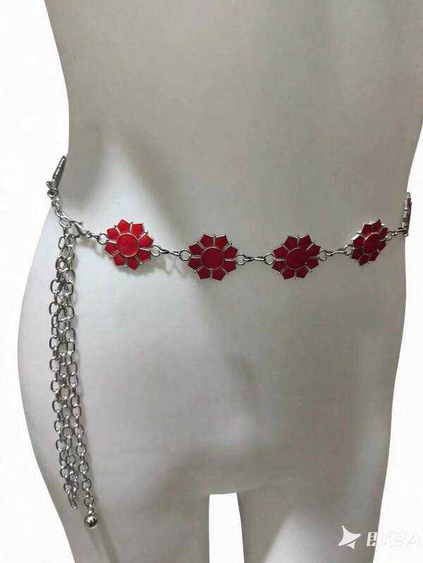 1pc Red Flower Y2K Tassel Waist Chain