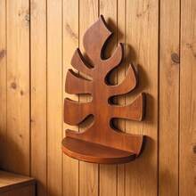 Estantería decorativa de almacenamiento con forma de hoja montada en la pared de madera, organizador de pared para el hogar, estantería decorativa de almacenamiento - A - Ver 5