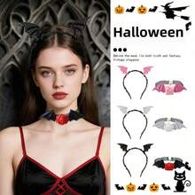 2pcs/Set Halloween Black Bat Headband, Atmospheric Party Costume Accessory, Photo Prop - Multicolor - View 6