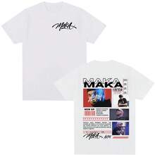 Rapper Maka Aura 2025 Tour Merch T-Shirts für Männer und Frauen, Modisches Vintage Street T-Shirt, Lässiges Baumwoll-Kurzarm-T-Shirt, Streetwear - Weiss - Übersicht 1