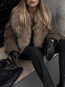 Mellowy Autumn/Winter New Women's European And American Style Fashion Simple Casual Jacket Coat - Grayish Brown - View 3