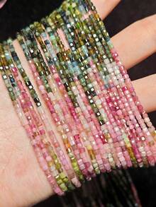 5A2*2MM Square & 3mm Natural Tourmaline Diamond Cut Flash Loose Spacer Beads DIY Jewelry Accessories For Bracelet Necklace - Tourmaline[1strand 15inch] - View 5