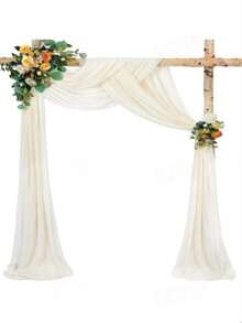 Arch-Shaped Draped Fabric, 1/2pcs, Sheer Backdrop Curtain, Suitable For Party, Ceiling Decor, Wedding Arch, Wedding Banquet, Christmas And More Occasions - A - View 1