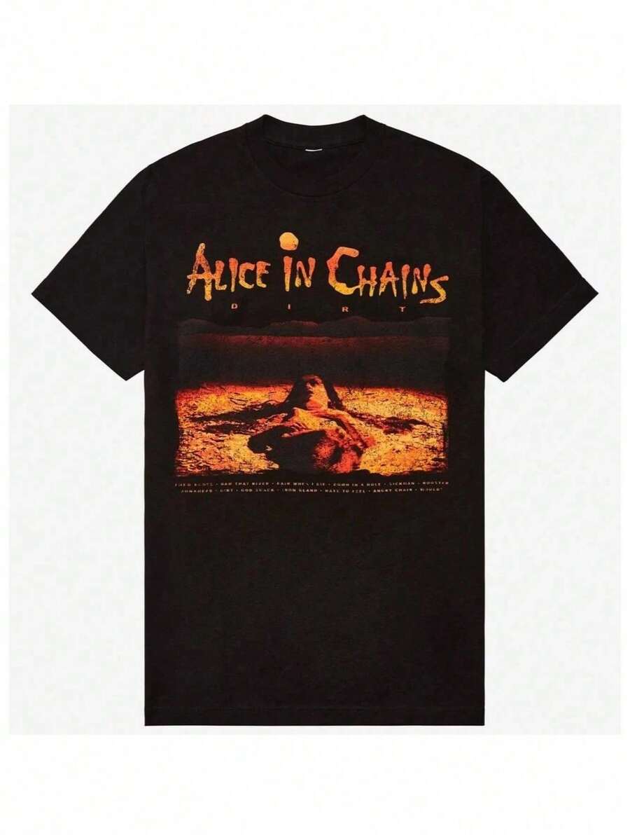 Love You Gift,100%  alice in Chains "Dirt" Tracklist T-Shirt – oversized Soft Workout Top &amp; Funny Gym Shirt – Vintage Rock Graphic Tee for Men – S - Schwarz - Übersicht 1