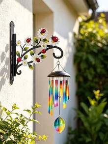 Gancio da parete in metallo resistente a forma di coccinella rossa e margherita bianca, supporto da appendere per balcone, giardino e cortile, decorazione da esterno multifunzione per cesti di fiori, vasi per piante, mangiatoie per uccelli e luci solari decorative - Coccinelle rosse e margherite bianche - Visualizzare 4