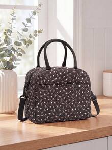 Floral Quilted Insulated Lunch Bag - Leak-Proof Reusable Thermal Cooler Tote, Large Capacity, Cute Coquette Style For Work, School, Picnic & Travel - 蒙特內哥羅 - 查看 1