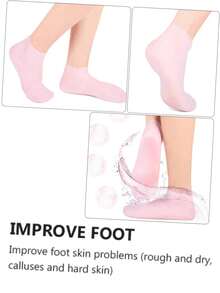 Reusable Soft Silicone Hydrating Foot Mask Socks, Spa Foot CReusable Soft Silicone Hydrating Foot Mask Socks, Waterproof Moisturizing Spa Foot Care Covers, Repeated Use Foot Treatment Sleeves For Repairing Dry Cracked Heels, Rough Dead Skin & Chapped - Multicolor - View 3