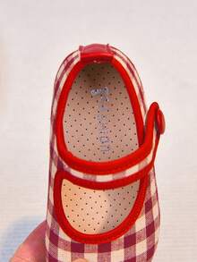 Sepatu Loafer Mengemudi Datar Sol Lembut Motif Kotak-kotak untuk Bayi & Balita - Merah - View 9