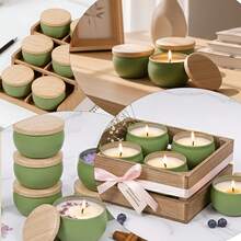 Un juego de 37/40/48 piezas de kit para hacer velas (incluye recipientes para velas en blanco con patrones aleatorios, mechas, soportes para mechas y pegatinas). Recipientes para velas portátiles con tapas. Resistentes al calor, a prueba de fugas y reutilizables. Perfecto para principiantes en la elaboración de velas. - G-40PCS/Set - Ver 7