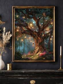 1pc Enchanted Forest Wall Art, Magical Stream Canvas Print, Fairy Lantern Fantasy Decor, Ideal Gift,Suitable For Bedroom,Living Room,Office,Wall Arts,Wall Decor,Home Decor,Room Decor,Canvas Wall Art,Posters, Wall Art With Frame, Optional Frame ﻿ ﻿ - 1PCS - View 2