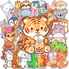 50Pcs PET Cute Pet & Milk Tea Transparent Stickers Cartoon Animal Pattern DIY Ornament Decals For Daily Items - 50 PCS - View 10