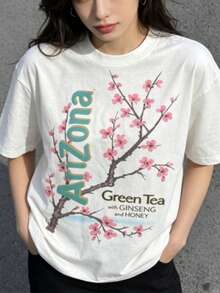 100% Cotton Women's T-Shirt - Men'S Tee Featuring Arizona Green Tea Design - 2026 Everyday Apparel - Summer Tops - New Summer Outfits For Women - 白色 - 查看 3