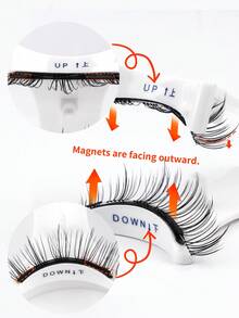 MAANGE 1對磁吸假睫毛，貓眼條狀睫毛，便攜、自然且逼真，可重複使用，強磁吸附，無需膠水或卸妝液，打造自然加長、捲翹與放大眼部效果，旅行必備，送給女性的禮物 - 彩色 - 查看 10