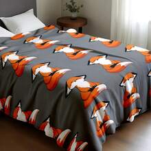 1pc Gray Fox Print Flannel Blanket, - Soft & Lightweight All-Season Bed, Sofa, Camping Blanket - Comfortable Texture Gift, 5 Sizes Available, 280gsm - Multicolor - View 7
