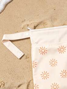 1pc Vintage Print Beach Vacation Waterproof Storage Bag - Beige - View 6