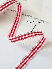 10 Yards 10mm Wavy Edge Plaid Ribbon, Used For Home, Wedding, Christmas, Valentine's Day Decoration Bows And Ribbons, DIY Gift Wrapping - Multicolor - View 10