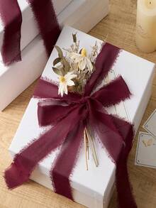 1 Roll/3 Rolls/6 Rolls Ribbon, Suitable For Wedding Invitations, Bridal Bouquets, Gift Wrapping, DIY Crafts, Scene Decoration, Holiday Decoration, Room Decoration, Home Decor - Claret - View 4