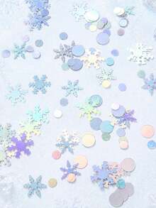 450件/組 幻彩雪花與圓形亮片，PVC桌面撒播裝飾，適用於夏季冰派對、冬季仙境、生日、嬰兒洗禮派對裝飾 - 彩色 - 查看 3
