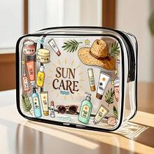 Neue wasserdichte PVC-Kulturtasche mit Sonnenschutz-Motiv, PVC-Strandtasche, frisches handgezeichnetes Sonne- und Sonnenschutz-Design, Sommer-Sonnenschutz-Aufbewahrung Geschenk, PVC-Reiseorganizer mit Reißverschluss, leichte, farbbeständige Make-up-Kulturtasche, Unisex, leicht zu reinigendes Design, geeignet für Mütter, Lehrer, Freunde, Krankenschwestern Make-up-Tasche, Schultüte-Schulstart-Zubehör Kulturtasche - Verschiedenfarbig - Übersicht 14