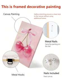 1pc Modern Sakura Bow Canvas Art Painting - Fashionable Botanical Floral Wall Decor Modern Art Poster, Suitable For Living Room, Bedroom, Office - Versatile Home Decor Gift - Multicolor - View 9