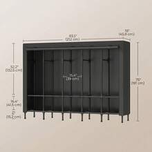 SONGMICS Wardrobe Closet, Heavy Duty Portable Closet Organization And Storage, Freestanding Clothing Rack, 25 Mm Dia. Thick Steel Tubes, Clothes Organizer With Fabric Cover, 5 Hanging Rails, 10 Shelves - 黑色 - 查看 6