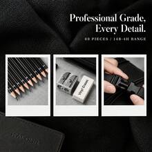 69-Piece Painting Set, Includes Graphite Pencils, Mixing Tools, Erasers And Accessories, Canvas Roll Storage, Suitable For Adult Artists Professional Art Use - 69 Sketch Set - View 6