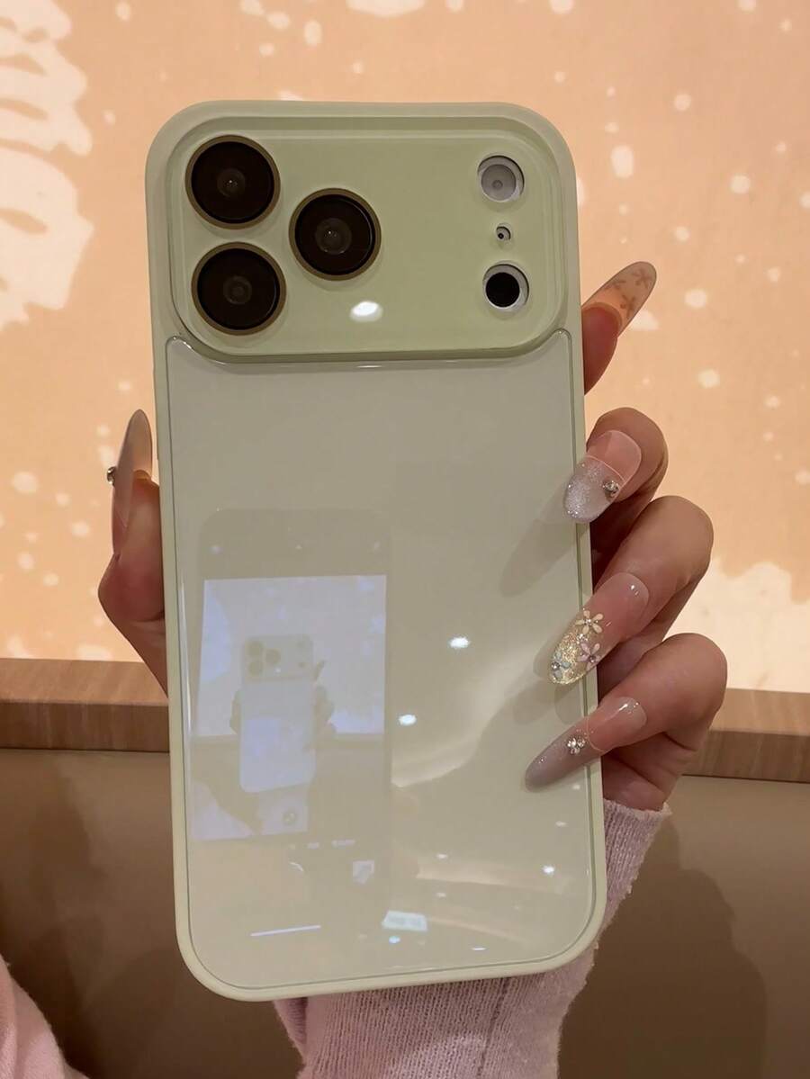 奢華純色亮面玻璃手機殼,相容 iPhone 17 Pro Max 16 15 14 13 12 11 Pro Max,鏡頭保護,極簡純色可愛優雅手機殼,相容 iPhone 17 Pro Max 16 Pro Max 17 Pro 15 Pro Max 14 Pro Max 13 Pro Max - 果綠色 - 查看 1