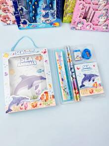 精緻卡通文具禮品套裝，創意學習用品鉛筆盒，6件組，節日禮物，教育禮物，適合學校獎勵，可愛禮物，返校季禮物，學習工具 - 多色 - 查看 3