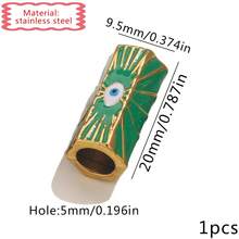 1pc Enamel Evil Eye AMOUR Heart Large Hole Tube Bead, Gold Tone Stainless Steel Hexagon Spacer Bead For DIY Bracelet Necklace Jewelry Making - Oil Droplets - View 16