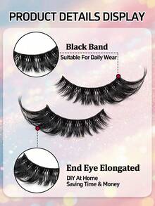 7 Pairs D Curl Russian Faux Mink Strip Lashes, Thick Curly Fluffy Wispy Cat-Eye False Eyelashes, Eye Lifting Full Volume Lashes To Lengthen Outer Eye Corners, Cosy Lightweight Lashes For Starters, Perfect For Everyday, Holiday And Party Make-Up - Pink - View 5