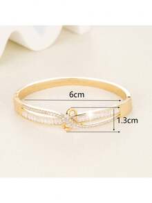 1pc Women's Bracelet, Fashionable Elegant Luxury Micro-Inlaid Zirconia Women's Bracelet, Minimalist High-End Elegant Personalized Versatile Hand Accessory - S61490 - View 5