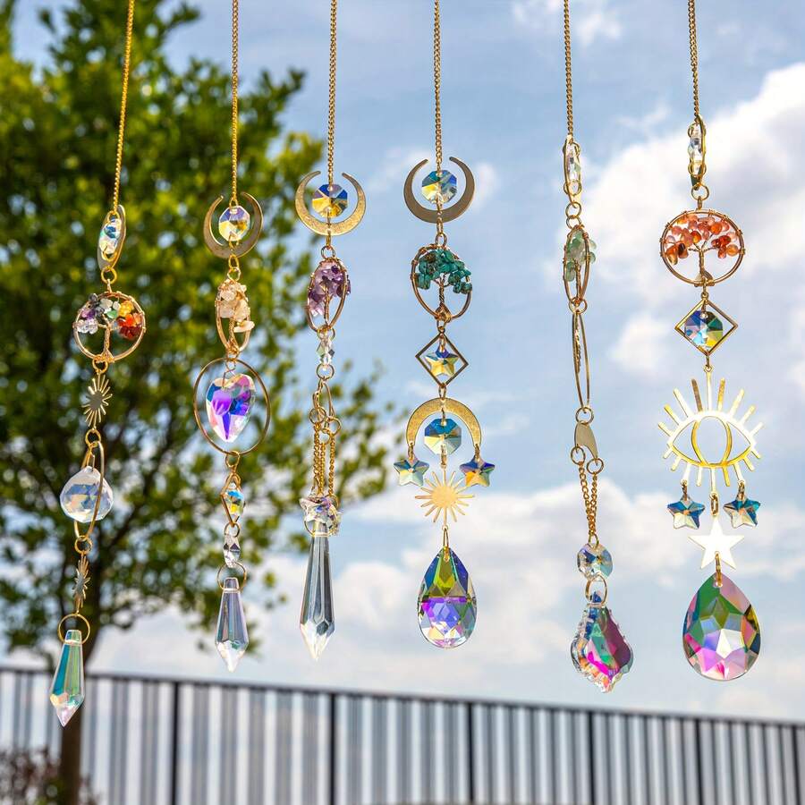1/6pcs Crystal Rainbow Maker Sun Catcher | Perfect Home Decor, Fall Decoration, Wedding Or Thanksgiving Gift For Girls - Small Tree Of Life - View 1