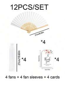 3-60支装优雅折叠手扇套装，包含感谢卡和礼品袋，新娘竹扇，是伴娘礼物、婚礼装饰、派对、活动和夏季配饰的理想之选。 - 彩色 - 查看 22