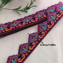 1 Yard Triangle Embroidered Tassel Fabric Strip, 1.88 Inches Wide, Rich Colors, Unique And Complex Design, Suitable For Clothing Collar, Cuffs, Belt, Performance Costume, Holiday Party Dress, Luggage Accessory, Beautiful Handmade DIY/Sewing - Iron-On Craft, Fashionable Handmade Fabric, Lace Trim - Green - View 4