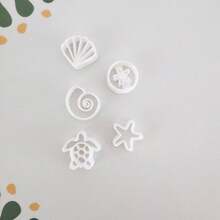 5件組卡通可愛迷你海灘海龜星星貝殼模具 DIY 軟黏土耳環造型珠寶模具 - 白色 - 查看 2
