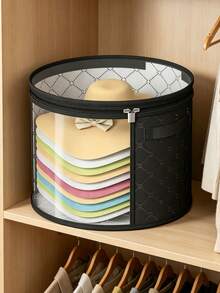 1 pièce Seau de rangement pour chapeau rond, sac de rangement pour chapeau transparent pliable avec fermeture éclair anti-poussière, portable unisexe, convient aux chapeaux à larges bords et aux chapeaux de cowboy, boîte de rangement pour chapeau, porte-chapeau, rangement de placard, boîte de rangement pour chapeau - Multicolore - Voir 3