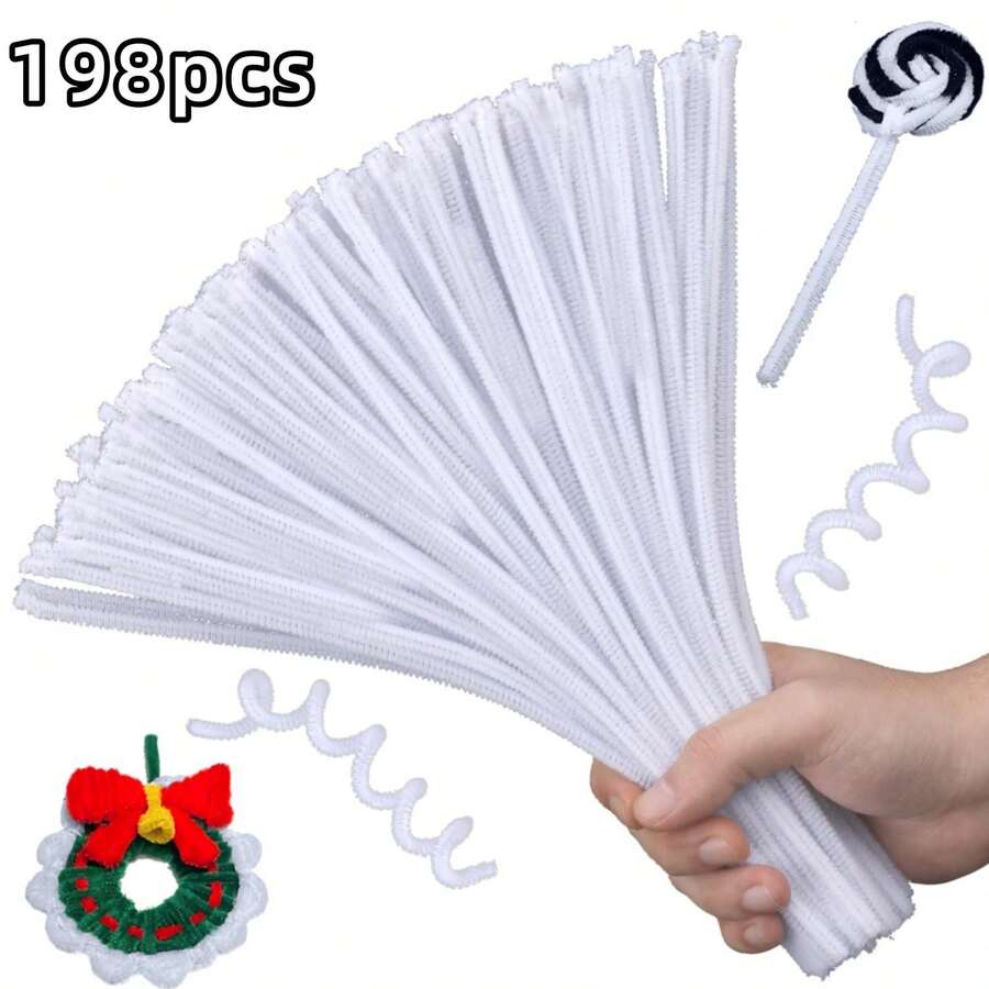 198 Pcs Chenille Stems,Pipe Cleaners Craft - Essential DIY Craft Supplies For Creative Projects & Handmade Decorations