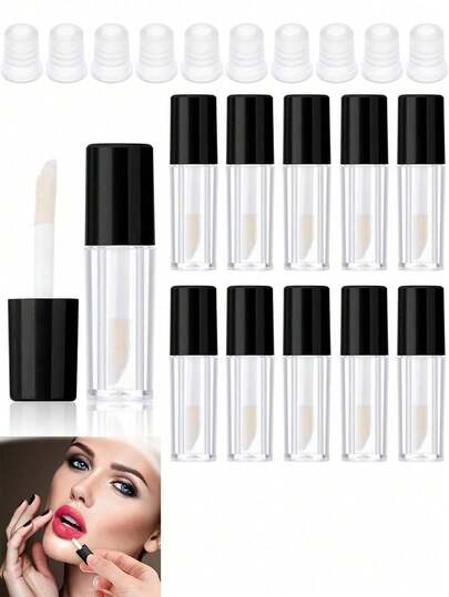 Reusable Mini Lip Gloss Tubes With Brush Head, Suitable For Making Lipstick Samples, DIY Cosmetics Or As Gifts, Also Suitable For Travel, High Cost-Effective Travel Essential