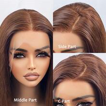 Wear And Go 34Inch Glueless Pre Cut 4x4 5x5 Lace Closure Wig Brown Sliky Straight 13x4 13x6 HD Transparent Lace Front Wigs Chocolate Brown Lace Frontal Wigs For Beginners Brazilian Hair Human Blended Hair 200% Density Pre-Plucked Baby Hair For Women - S4 - View 6