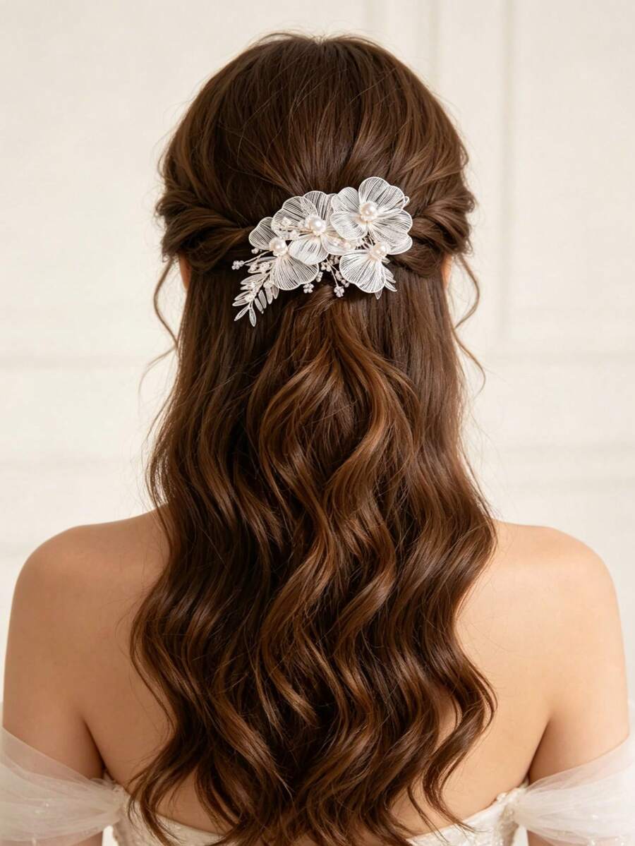 1 buah Bando Perak Elegan untuk Wanita, Aksesori Rambut Pengantin, Hiasan Kepala Bohemian untuk Acara, Pesta, dan Pertunjukan - Perak - View 1