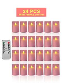 6/12/24pcs Flameless Candle Lights With Timer Remote Control, Battery Operated Mini Pink Warm Light Candles, Suitable For Christmas, Halloween, Valentine's Day, Mother's Day, Gifts, Birthday, Proposal, Wedding, Party, Festival - Pink - Warm Light - View 11