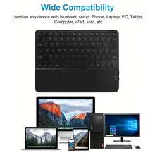 AKKHOO Wireless Keyboard, Rechargeable, Touchpad, Touch Mini Keyboard, Compatible With IPad Tablet - Black - View 7