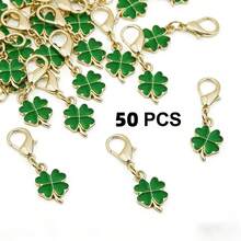 50pcs Green Four-Leaf Clovers, Perfect For Thanksgiving And Christmas St. Patrick's Day, Back-To-School Birthday Gifts For Colleagues And Friends - Green - View 2