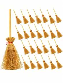 1/10/15pc Mini Witch Broom Decorations Tiny Straw Wizard Broom Props For Halloween Cupcake Topper&Doll Accessory Broom Ornaments For Halloween Table Layout&Party DIY Crafts,Halloween,Halloween Decor,Home Decor,Room Decor,Fall Home Decor,Kitchen Decor - Multicolor - View 9