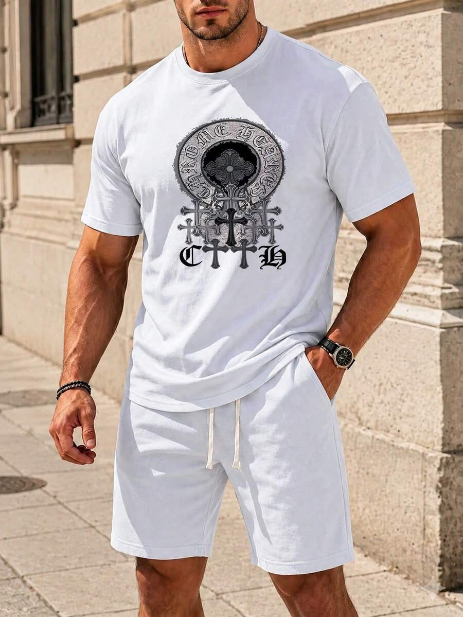 Men Casual Character Graphic T-Shirt Loose Silhouette Everyday Layering Streetwear Tee - 白色 - 查看 1